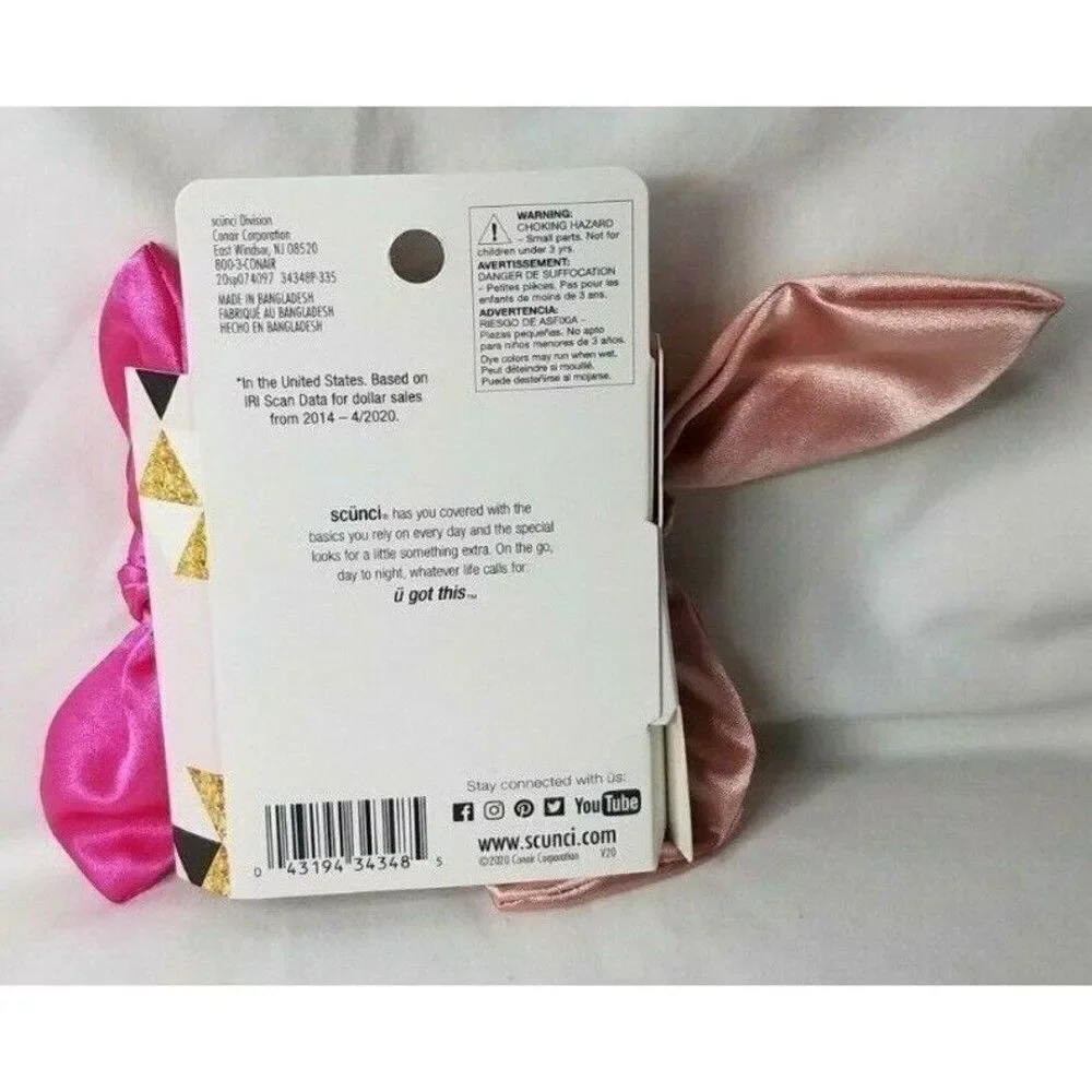 Pink Scrunchie Set Scunci 2 Piece Mommy and Me Bow Rubber Band Hair